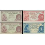 Netherlands Indies, Javasche Bank, a set of 4 notes, 2x 1/2 gulden, one gulden and 2.5 gulden, 1948