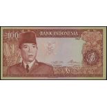 Bank Indonesia, 100 rupiah, 1960, black serial CAZ008032, (Pick 86a),