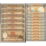 The HongKong and Shanghai Banking Corporation, group of 6 large size $5, (Pick 180a and 73a),