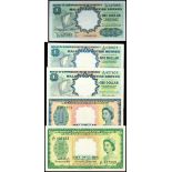 Malaya and British Borneo, group of 5 notes, (Pick 1, 2, 8 and 8A),