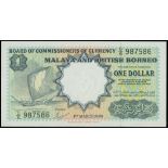 Malaya and British Borneo, $1, 1.3.1959, black serial C/6 987586, (Pick 8a),