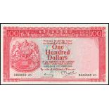 The HongKong and Shanghai Banking Corporation, $100, 31.3.1981, solid lucky number 888888ZK, red an