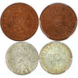 Netherlands East Indies, lot of 2 fractional coins, (KM-314.2 and KM-318),