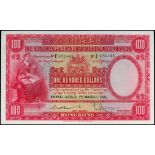 The HongKong and Shanghai Banking Corporation, $100, 1.3.1955, serial number F973441, (Pick 176e),