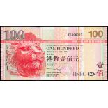 The HongKong and Shanghai Banking Corporation, $100, 1.7.2003, small serial number ES000001, (Pick