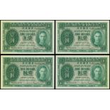 Government of Hong Kong, consecutive run of 4x $1, 9.4.1949, serial number A/3 481461-464, (Pick 32