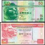 The HongKong and Shanghai Banking Corporation, $50 and $100, dated 2009 and 1994, (Pick 208 and 203