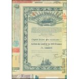 Mixed lot, a group of12 early 20th century European countries certificates of shares, all with beau