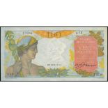 French Indo China, 100 piastres, ND(1949-54), serial number J.3236 253, multicolour, Mercury at lef