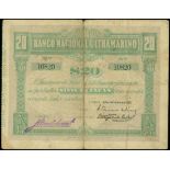 Timor, Banco Nacional Ultramarino, 20 patacas, 1.1.1910, serial number 10820, (Pick 4),