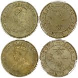 Hong Kong, a pair of copper nickel 10 cents, 1935 and 1936,