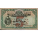 The Chartered Bank of India, Australia and China, $5, 26 February 1948, serial number S/F 1713150,