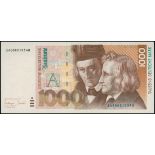 Deutsche Bundesbank, a replacement 1000 Deutsche Mark, 1993, serial number ZA0080193A0, (Pick 44b*)