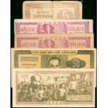 Viet Nam, group of 5 notes including 5 dong, 3 x 50 dong and 100 dong, 1949-1952,