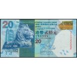 The HongKong and Shanghai Banking Corporation, $20, 1.1.2014, solid serial number NE222222, (Pick U