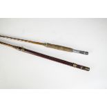 Angling Equipment, a vintage Weiss hex cane, 9', 3 pce, trout fly rod in canvas bag together with