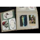 Postcards albums, a collection of approx 500 cards from the early 1900's in four vintage albums