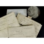 Ephemera, a collection of legal documents including a tenancy document from 1724 with large seal