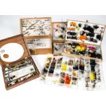 Angling Equipment, a vast quantity of wet and dry flies in wooden and plastic partitioned boxes