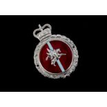 Motoring, a vintage 1960, Airborne Forces, car badge. In maroon and blue enamel with a chrome