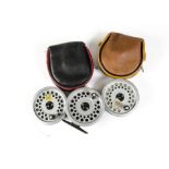 Angling Equipment, a Hardy Viscount 130 Mk II trout fly reel , 3.1/4" together with two spare