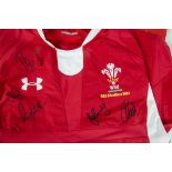 Wales Rugby, RBS 6 Nations 2013 shirt with approximately thirty signatures to front, Admiral logo XL