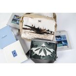 Aviation, a Concorde ceramic blue picture frame by Wedwood together with two ceramic Wedgwood pin