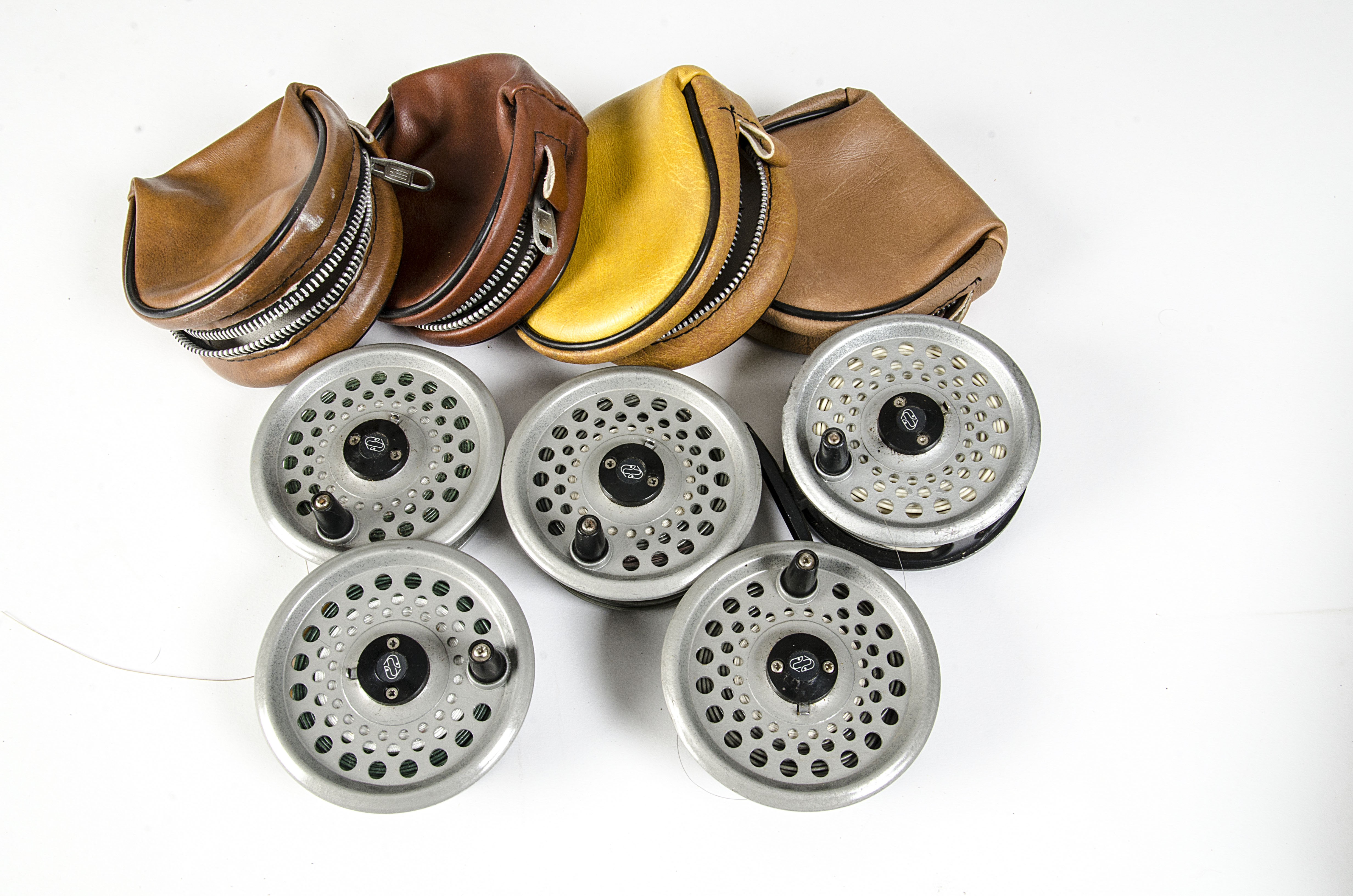 Angling Equipment, a Intrepid Rimfly trout fly reel 3.1/2", together with four spare spools, four