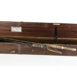 Angling Equipment, A large Hardy Bros Ltd teak rod case, rectangular shape with metal fittings,