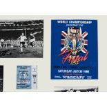 World Cup win 1966, large wooden framed presentation of photographs 40" X 33", programmes and ticket