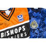 Portsmouth shirts, four, blue (Bishops Printers) XXL, yellow L, Orange (Bishops Printers) L, blue