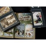 Postcards albums, a collection of approx 400 cards in five vintage albums ( some empty) from the