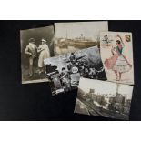 Postcards, a collection of approx 300 loose cards and album including RP of steam train, reck of