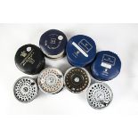 Angling Equipment, a Hardy Marquis Salmon No2 fly reel, three spare spools line and Hardy zip bags