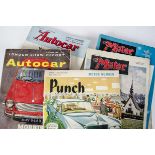 Motoring, a collection of approx 35 magazines, inc Autocar, and The Motor, mostly late 1950's /