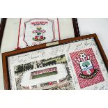 Southampton FC, autographs, three framed and glazed pennants containing multiple signatures