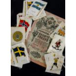 Cigarette Silks, Mixture a collection of loose silks, various sets to include Arms, Military Badges,