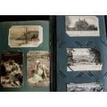 Postcards albums, a collection of approx 550 cards mostly from the early 1900's in two vintage