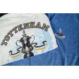 Tottenham Hotspur, light blue V necked jumper with logo, 40", white T shirt 1991 FA Cup Final M,