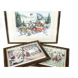 Hunting Prints a set of 4 Harry B Neilson reversal prints with various aspects of the hunt but shown