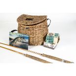 Angling Equipment, a fisherman's Creel together with a Hardy " The JJH Triumph " Palakona hex can