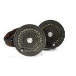 Angling Equipment, a Orvis C.F.O VI Salmon fly reel spare spool and suede reel zip bag.