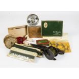 Angling Equipment, a collection of vintage fishing items including,Berlin reel and two brass