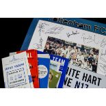 Tottenham Hotspur, a photograph of 1999 winning team edged by signatures and a card frame, metal