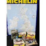 Motoring Mixed a Michelin "tin" wall road map of the UK 87cm x 72.5cm together with a collection