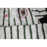 Wales' shirts, Wales away shirt (green/white) signed by Chris Coleman, dedicated to Mark, Wales