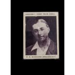 Trade card Cricket, Q'LD (Queensland) Manufacturers Ltd, English Cricket Team 1928-9, type card, 'X'