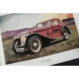 Motoring Prints, a set of 5 MG prints, inc Magnette, MG A two seater, M type Midget,T B Tickord, Old