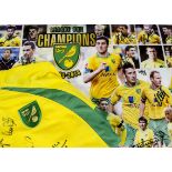 Norwich City FC, two signed Championship winner's posters plus signed shirt yellow/green flashes