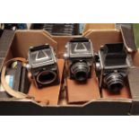 Corfield 66 Cameras, three units in outfit cases for restoration with other items